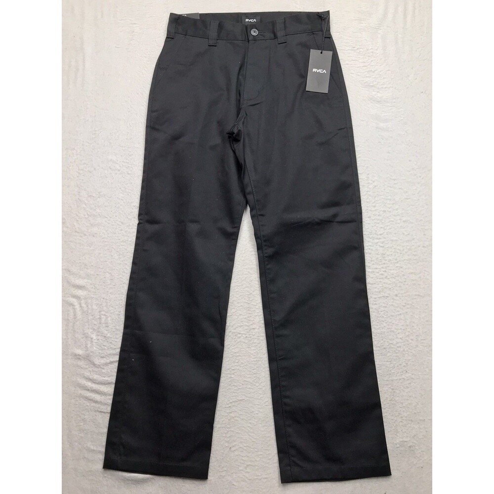 NWT RVCA Pants Men 30x30 Black The Big RVCA Chino M308QRBR Straight Regular